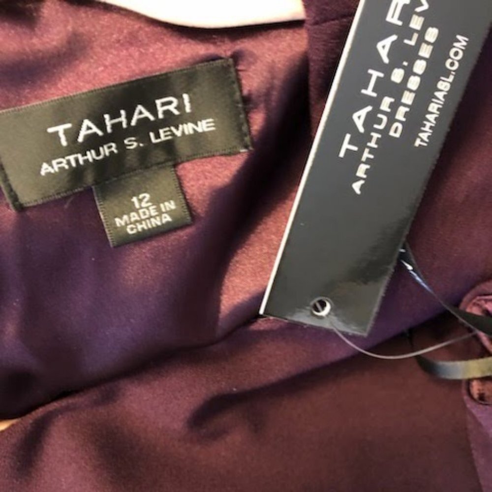 NWT TAHARI Arthur S. Levine Purple Feather Rhinestones Mini Cocktail Dress 12 - Picture 8 of 9